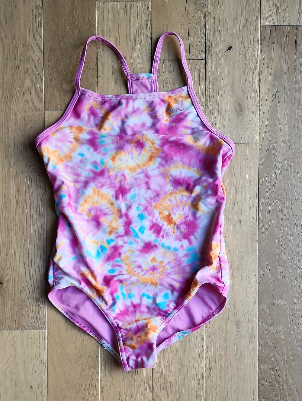 Speedo Girls' Pink Tie-Dye One-Piece Swimsuit
